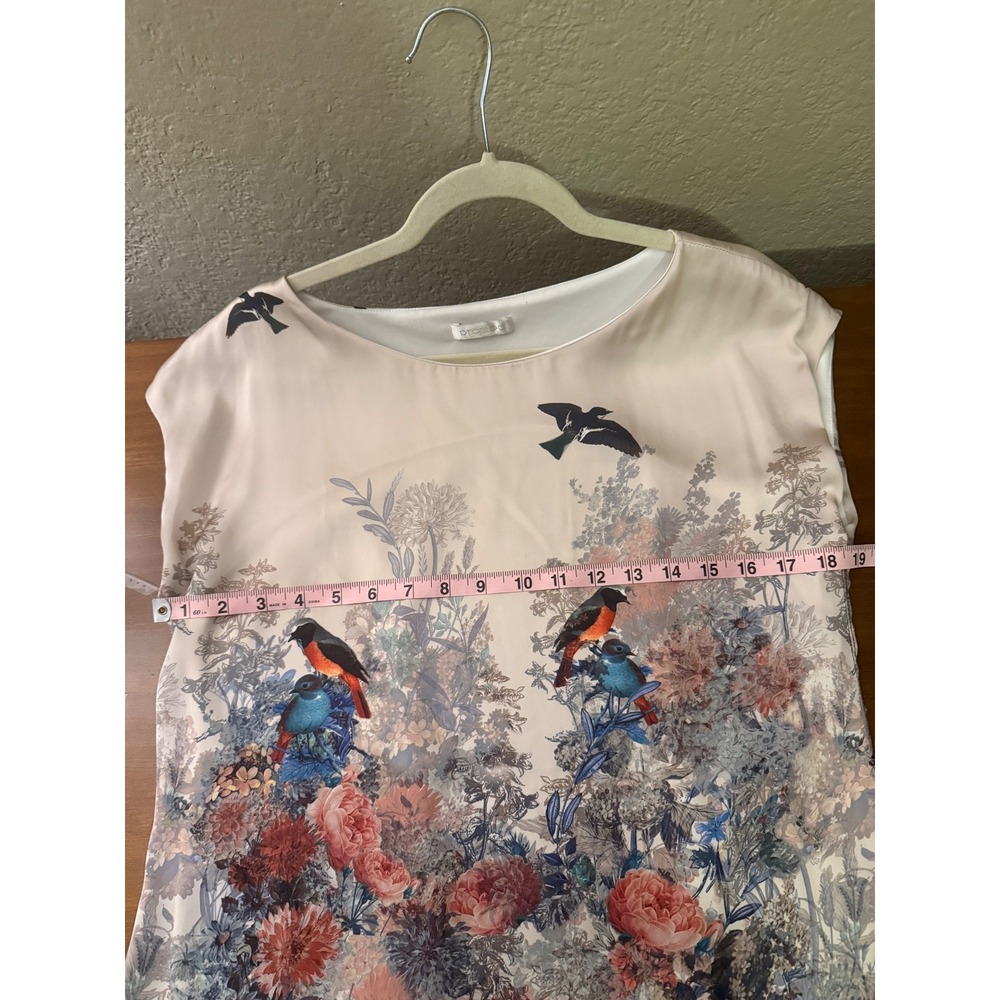 Whimsical floral bird print shift dress cottagecore artsy romantic medium - Picture 3 of 10